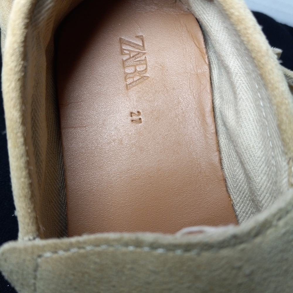 🔥Kids Zara Toddlers Beige Suede Loafers Moccasins Boys Size 27.  10.5 Toddlers - Picture 6 of 9